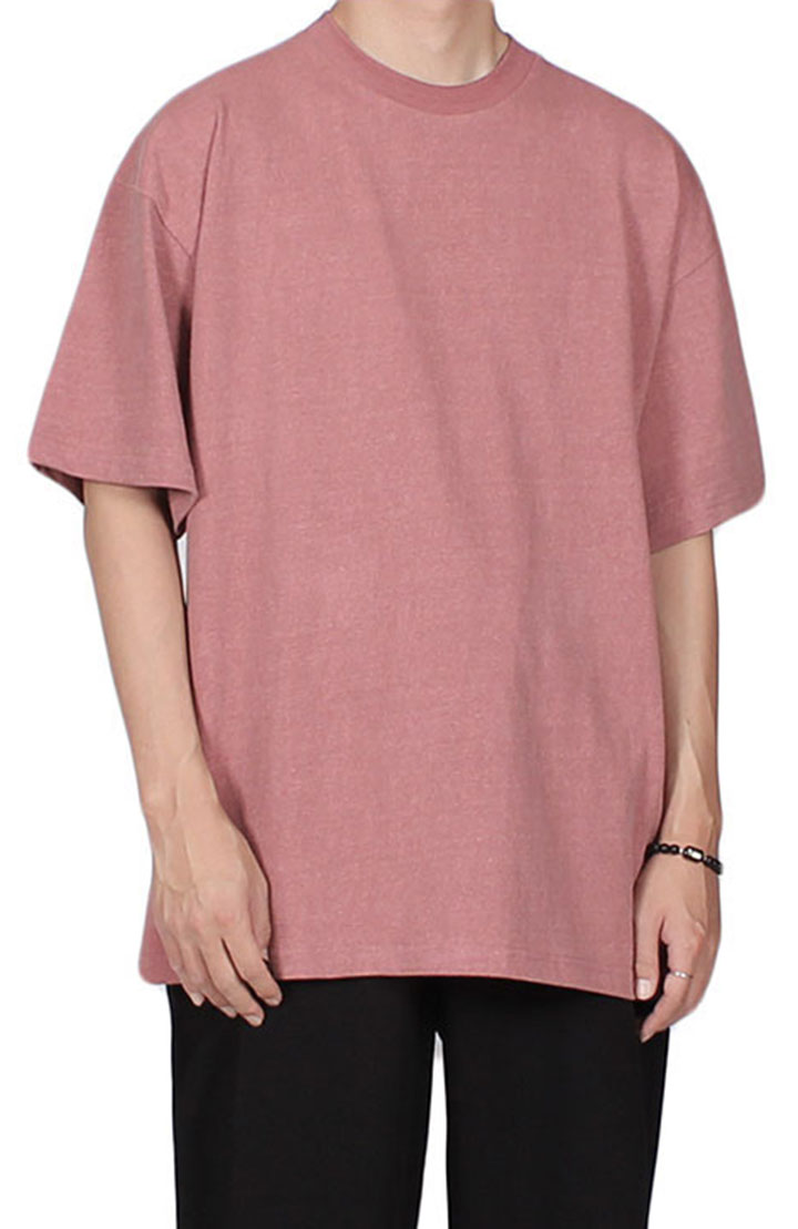 피그먼트 오버핏 T - Shirts ( 파스텔 핑크 )