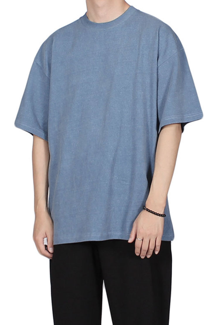 피그먼트 오버핏 T - Shirts ( 파스텔 블루 )
